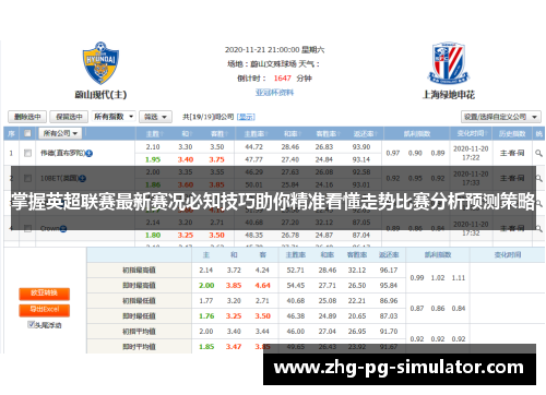 掌握英超联赛最新赛况必知技巧助你精准看懂走势比赛分析预测策略 掌握英超联赛最新赛况必知技巧助你精准看懂走势比赛分析预测策略